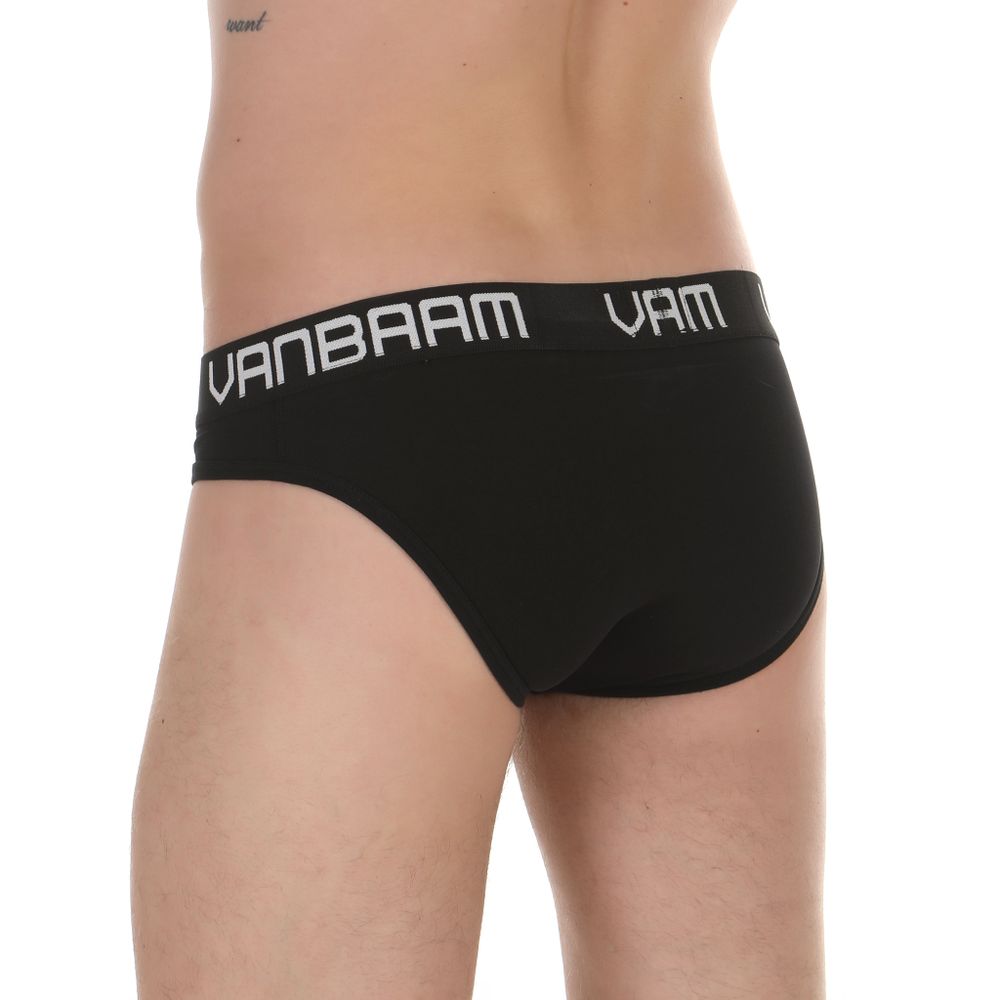 Мужские трусы слипы черные с леопардовыми вставкой Van Baam