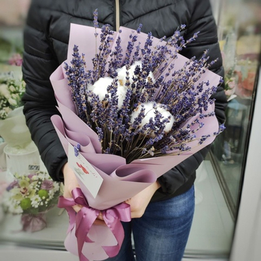 Букет с лавандой и хлопком