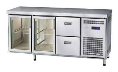 Стол холодильный Abat СХС-70-02 (2 ящика, 2 двери-стекло, без борта)