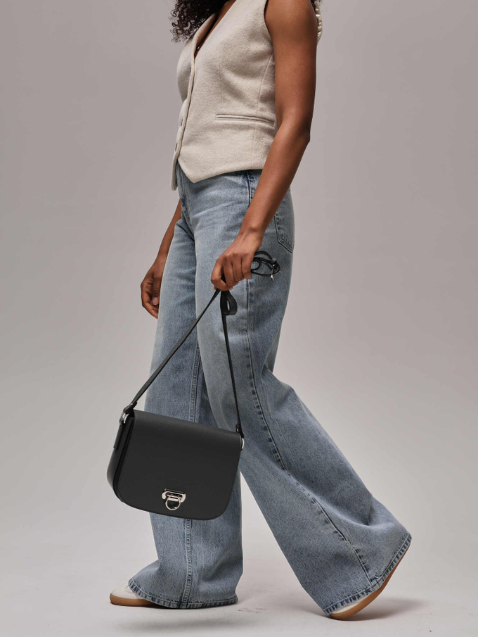 Сумка кожаная на плечо кросс-боди серая