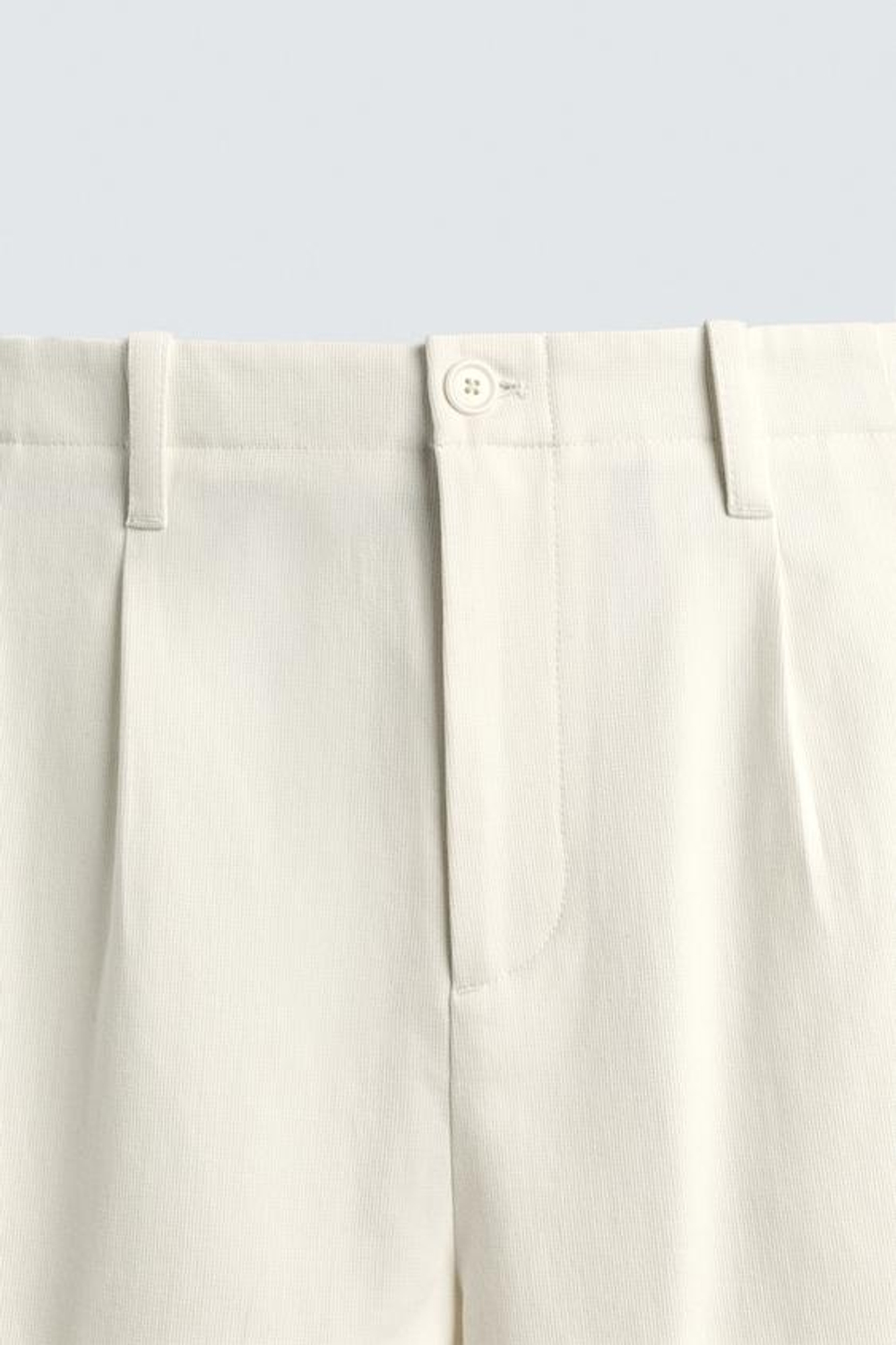 ZARA БРЮКИ CHINO WIDE-LEG СО СКЛАДКАМИ, БЕЛЫЙ