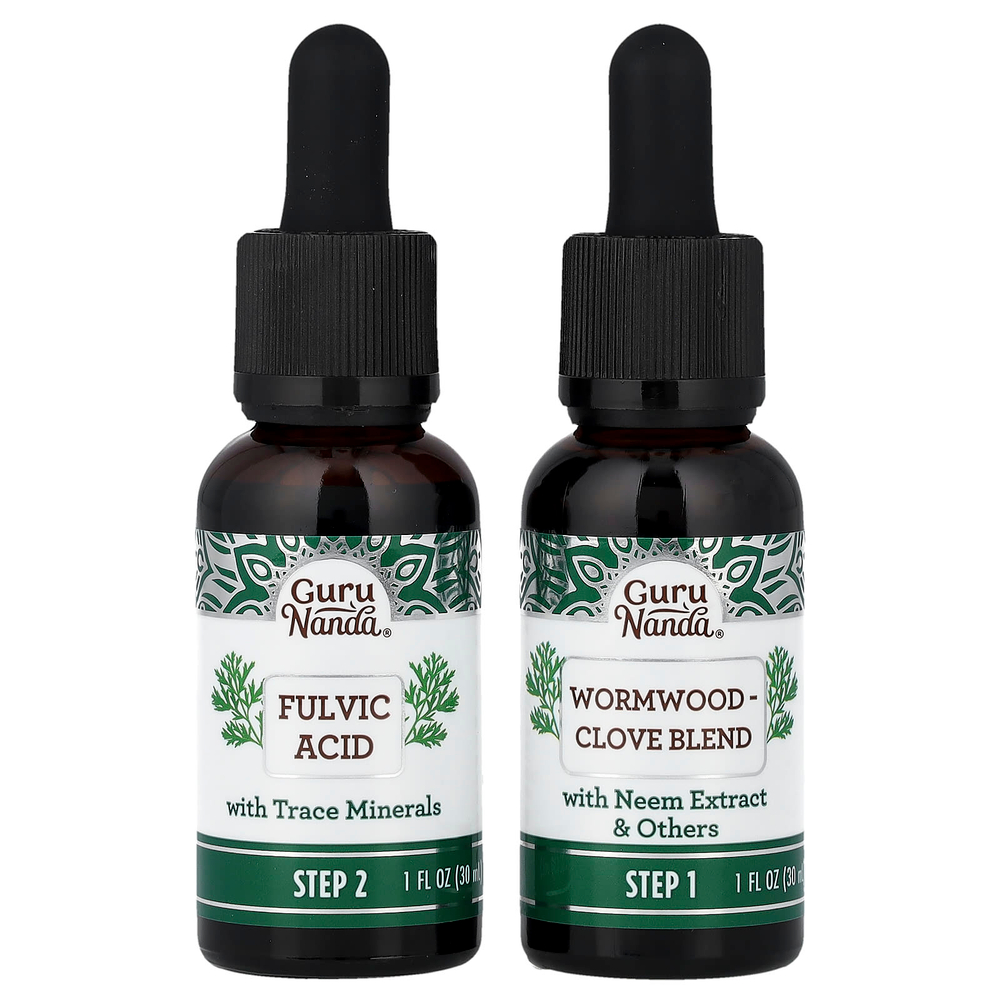 GuruNanda, GutCleanse™, двухэтапный набор, 2 флакона по 30 мл (1 жидк. унция)