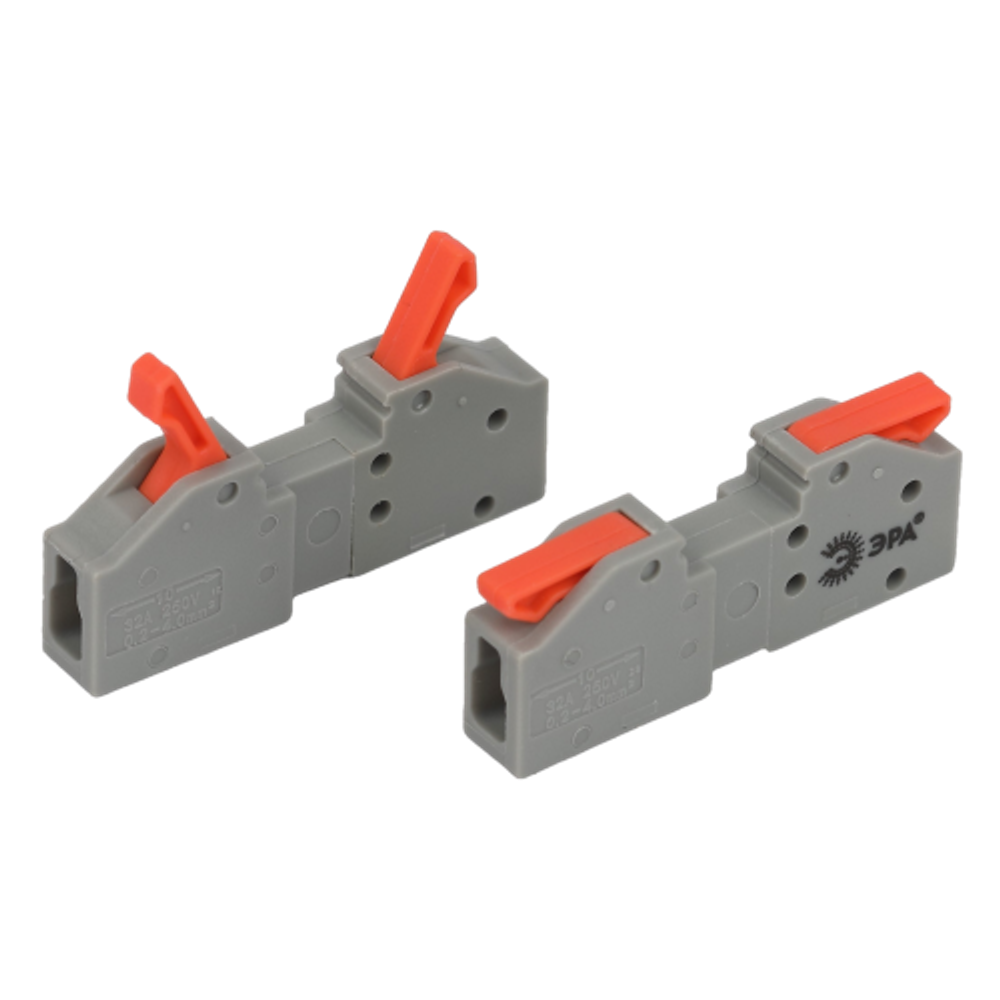 Клемма ЭРА NO-225-402 проходная разъёмная 222-2411R с рычагами 1 полюс 0.08-2.5/4 мм2 (упаковка 20 шт.)