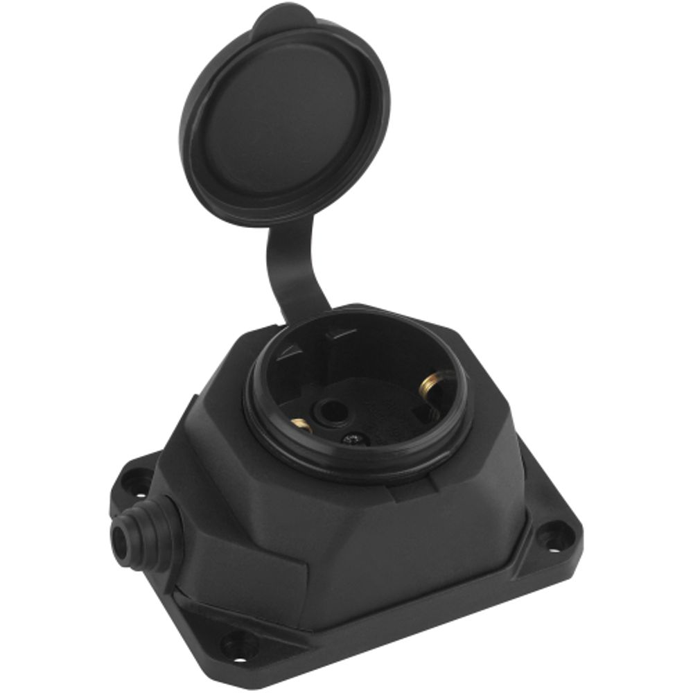 Колодка ЭРА K-1e-B-IP44 каучуковая с заземлением 1 розетка 16A IP44 черная | Колодки