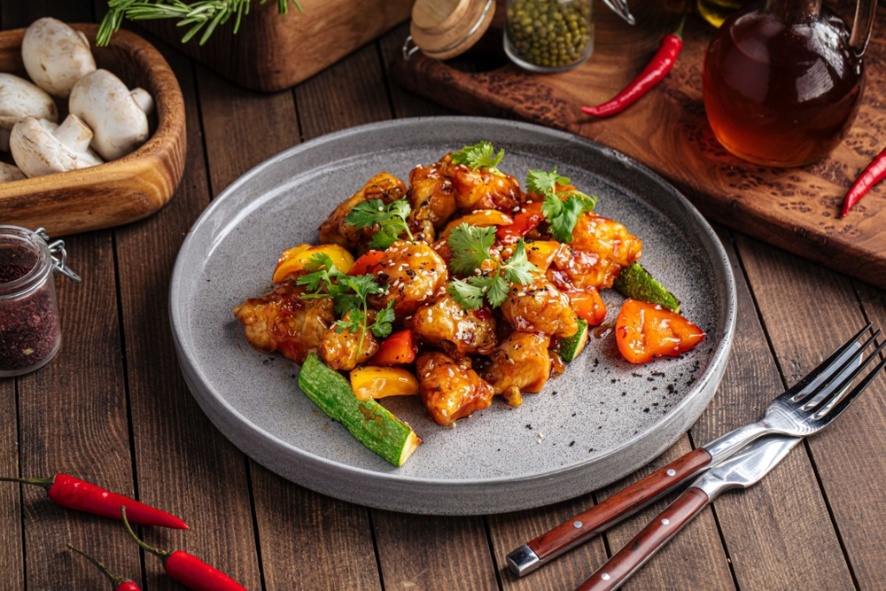 Рыба в кисло-сладком соусе вес