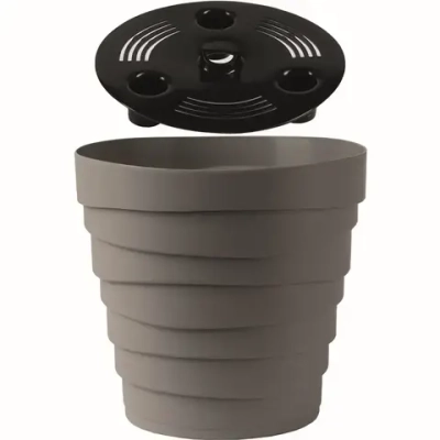 Кашпо для цветов пластиковое 2,25л d-18см «Бархан» Серый жемчуг