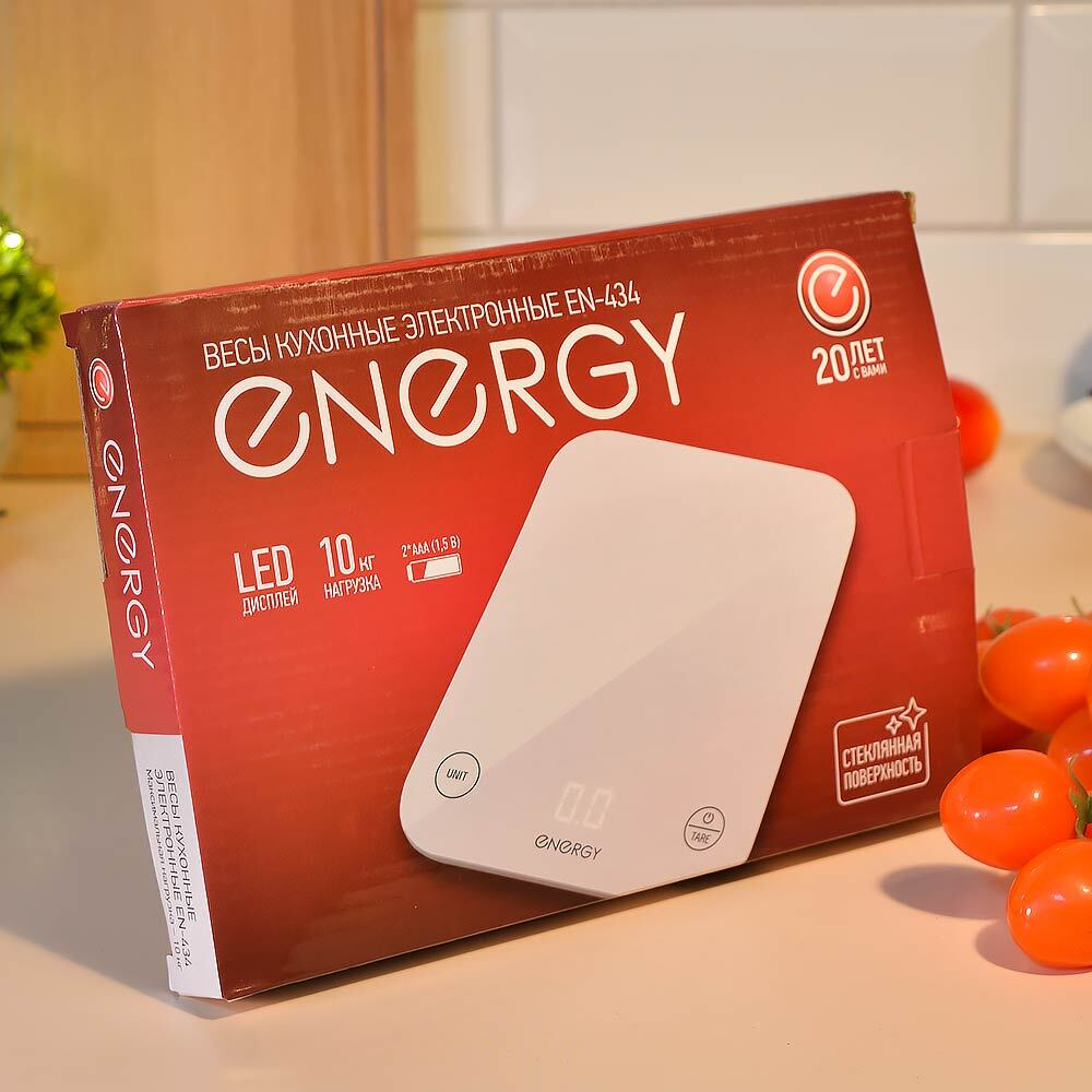 Весы кухонные электронные до 10кг ENERGY EN-434, 15*20см, белые