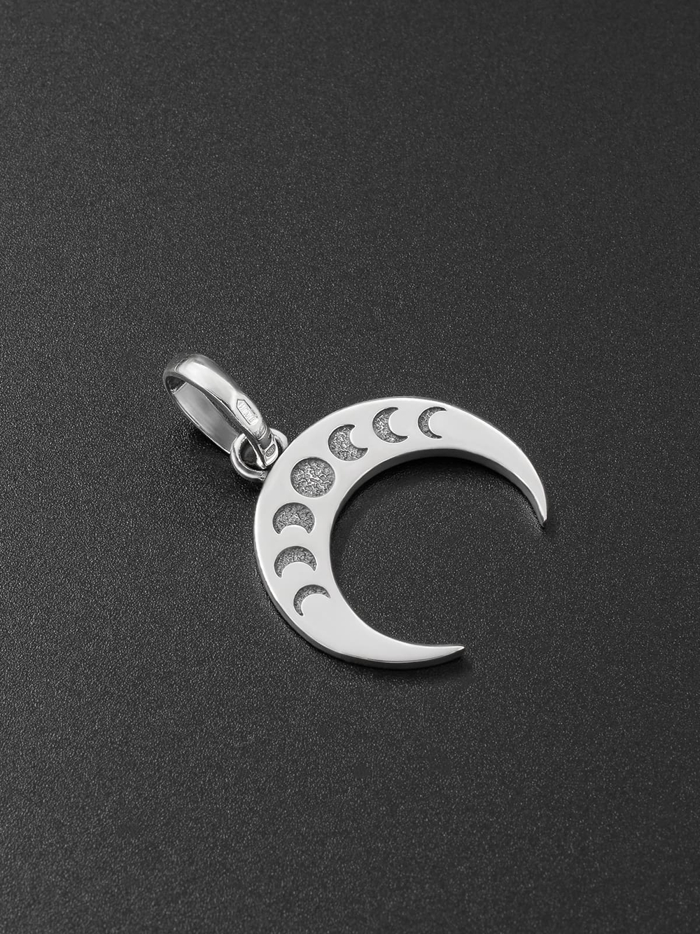 Подвеска лунница с фазами луны из серебра