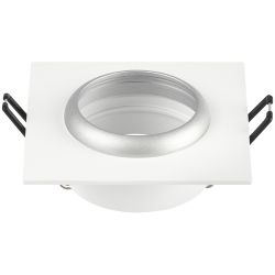 Светильник встраиваемый алюминиевый ЭРА KL110 WH/SL под лампу MR16 GU5.3 белый/серебро матовый | Алюминиевые встраиваемые светильники