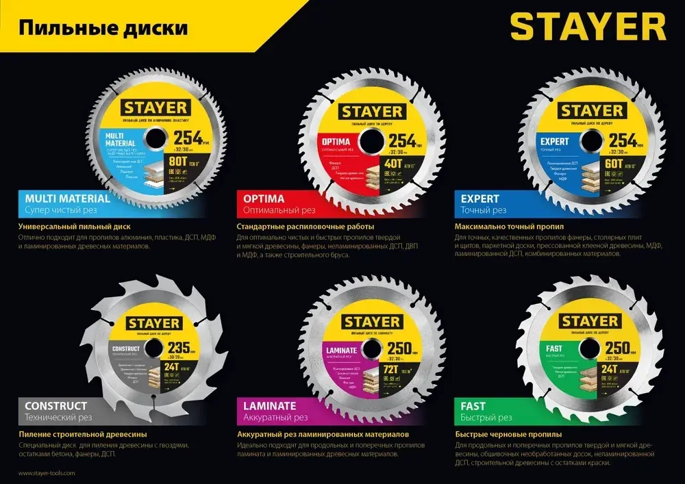 Stayer Диск пильный 216 x 32; 48 зуб.