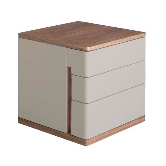 Прикроватная тумбочка 7166/MB2320NS из серого лака и шпона ореха