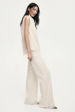 H&M Топ с кисточками, кремовый