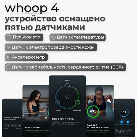 Фитнес-браслет Whoop 4.0 с мониторингом показателей здоровья + 1 месяц подписки