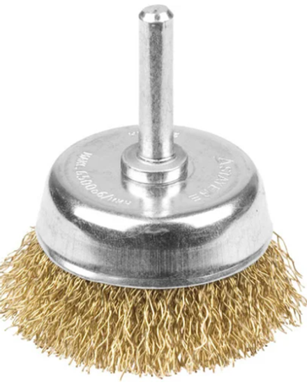 Корщетка для дрели и шуруповерта. латунированная проволока шпилка Ø6-75мм. 81488