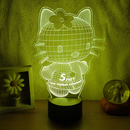 3Д-светильник "Hello Kitty" 3D (Ваш текст)