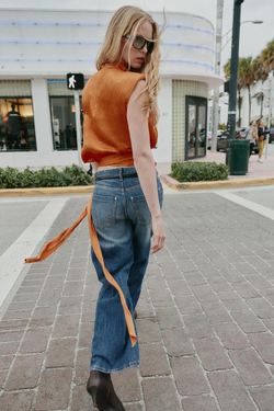 ZARA АТЛАСНЫЙ ТОП С БАНТОМ, ЦВЕТ ЖЖЕНОГО АПЕЛЬСИНА