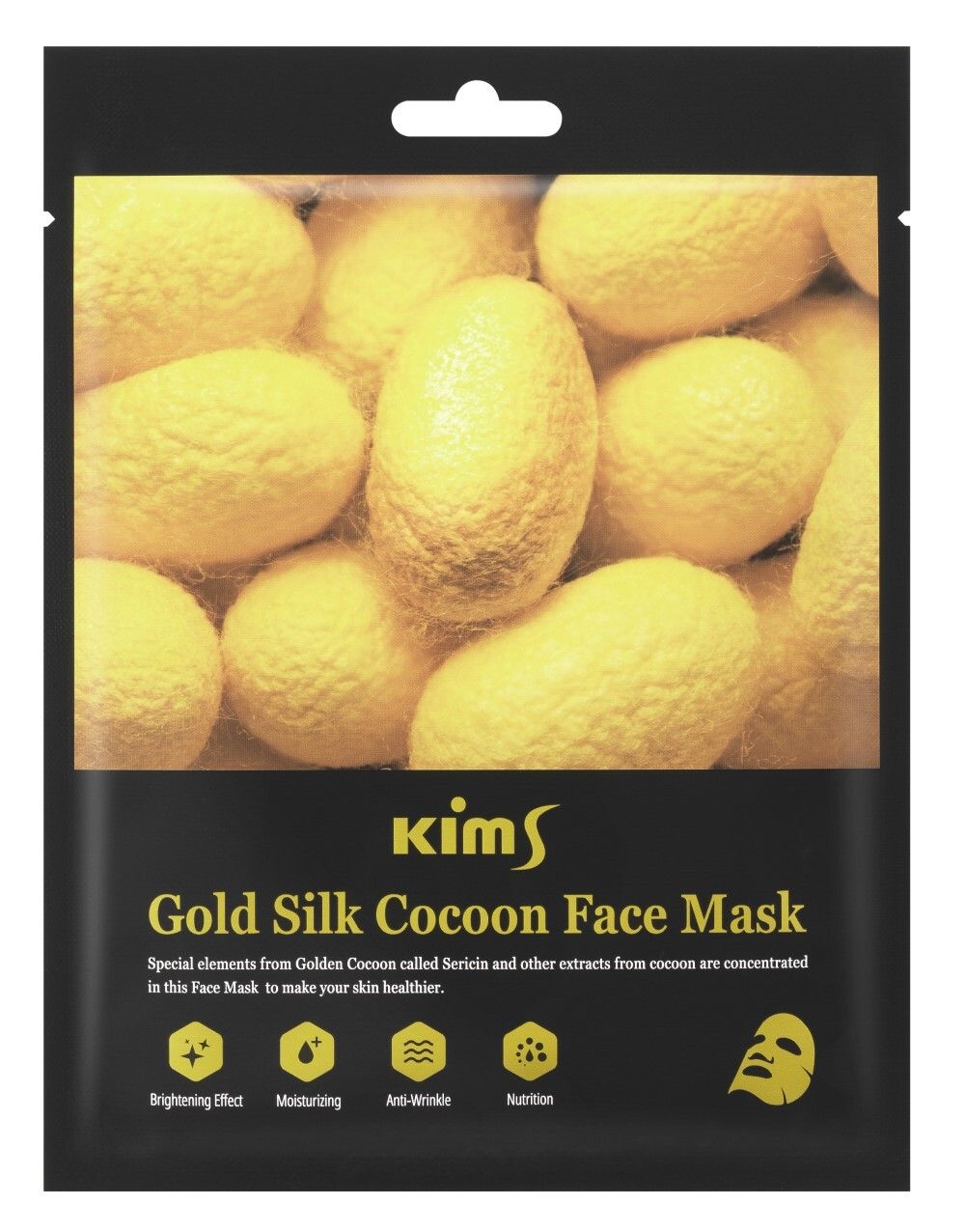 Kims Gold Silk Cocoon Face Mask Антивозрастная маска для лица с протеинами кокона шелкопряда, 30мл
