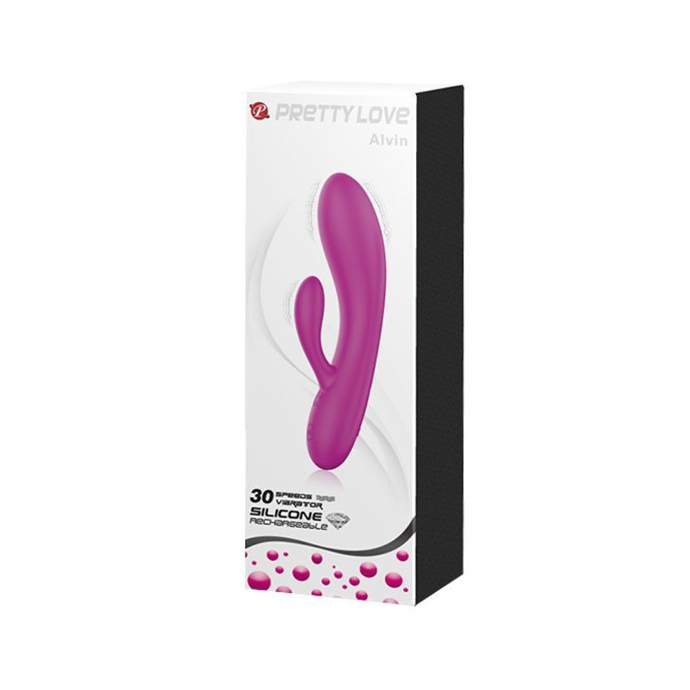 Pretty Love Alvin – вибромассажер со стимулятором клитора, лиловый, 16,9 см