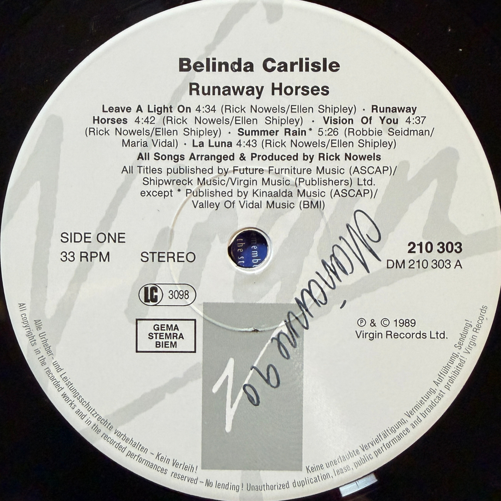 Belinda Carlisle- Runaway Horses (Европа 1989г.)
