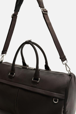 ZARA ДОРОЖНАЯ СУМКА ИЗ РЕЛЬЕФНОЙ ТКАНИ, КОРИЧНЕВЫЙ