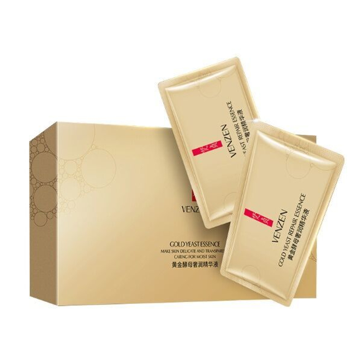 Сыворотка для лица Venzen Gold Yeast Essence Восстанавливающая с золотыми частицами 2мл х 30 шт
