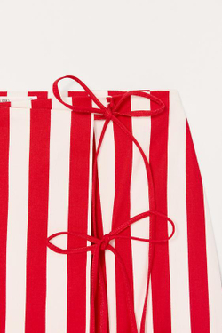 ZARA ЮБКА-МИДИ В ПОЛОСКУ LIMITED EDITION, БЕЛЫЙ/КРАСНЫЙ