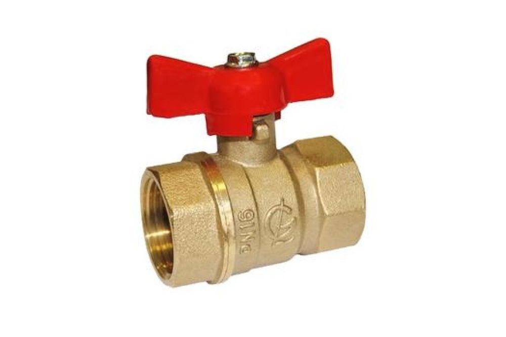 Кран шаровый, бабочка латунь