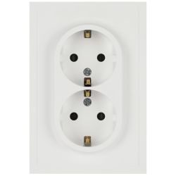 Розетка ЭРА Galaxy 15-2105-08 с заземлением двойная 2X2P+E Schuko со шторками IP20 16А-250В белый матовый | Эра Galaxy