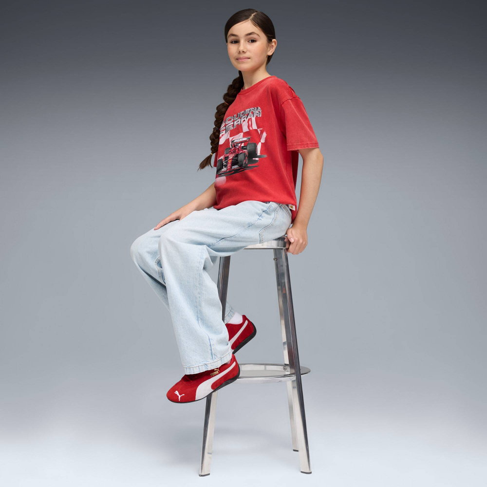 PUMA X SCUDERIA FERRARI ФУТБОЛКА С ИЗОБРАЖЕНИЕМ АВТОМОБИЛЯ SPORTSWEAR, КРАСНЫЙ