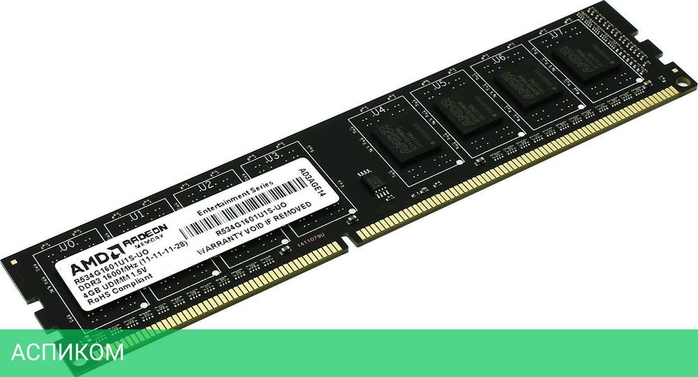Оперативная память AMD DDR3 8Gb 1600MHz (R538G1601U2SL-U)