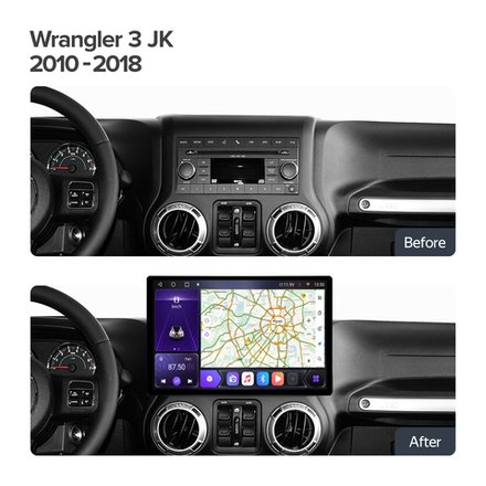 Магнитола для Jeep, Dodge 2006-2018 (207x98мм) - Carmedia JP001-TYJ/KP-13-464-S10 монитор 13" QLED+2K на Android 12, ТОП процессор, 4G SIM-слот, CarPlay, 4+64ГБ