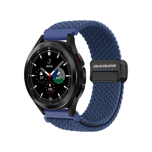 Эластичный ремешок синего цвета (Storm Blue) от Dux Ducis для смарт часов Samsung Galaxy Watch 3, 4, 5, 6 и 7 (размер крепления 20мм), серия Strap (Mixture Pro Series)