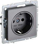 BRITE Розетка 1-местная с заземлением без защитных шторок 16А РС11-1-0-БрС сталь IEK