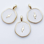 Подвеска Молния, цвет золото+белый, размер 17*13 мм, цена за 1 шт