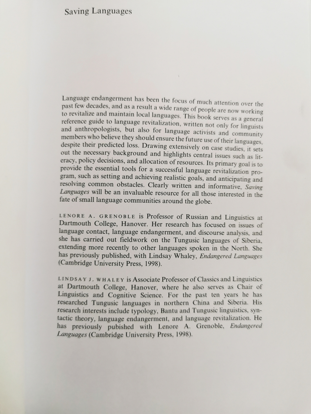 Saving Languages: An Introduction to Language Revitalization