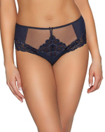 Соблазнительные трусики-бразилиана с кружевом (Размер: S) (Цвет: темно-синий)