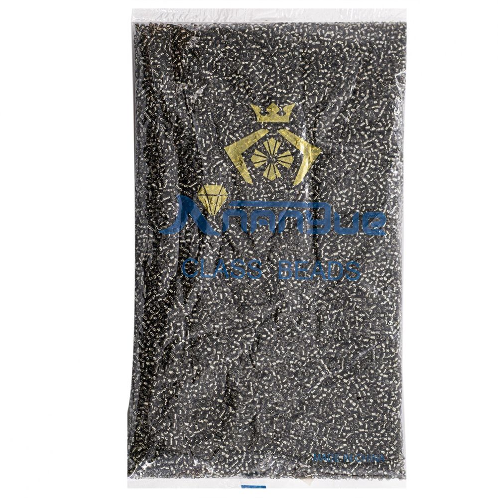 Бисер Alingar размер №12 вес 450 гр., графит прозрачный, внутреннее серебрение, пакет