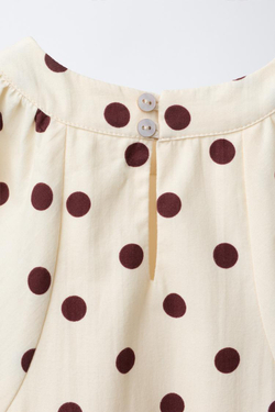 ZARA ПЛАТЬЕ В ГОРОШЕК, ЭКРЮ