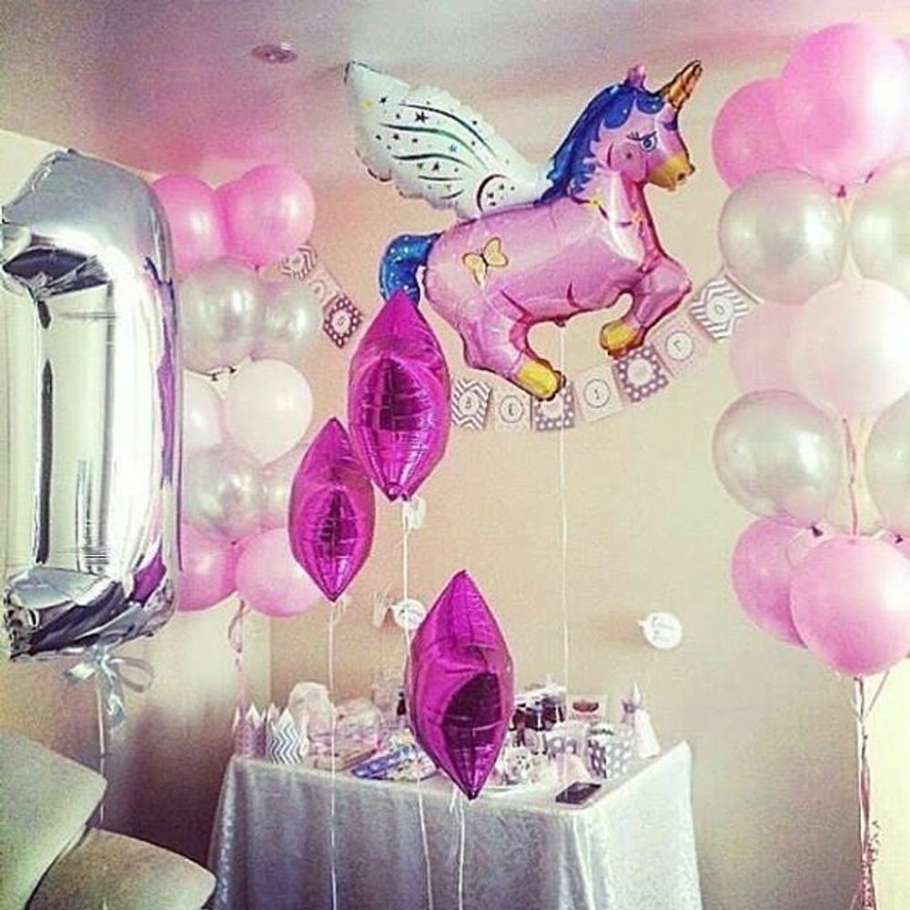 Шар (44"/112 см) Фигура, Волшебный единорог, Розовый 1 шт.