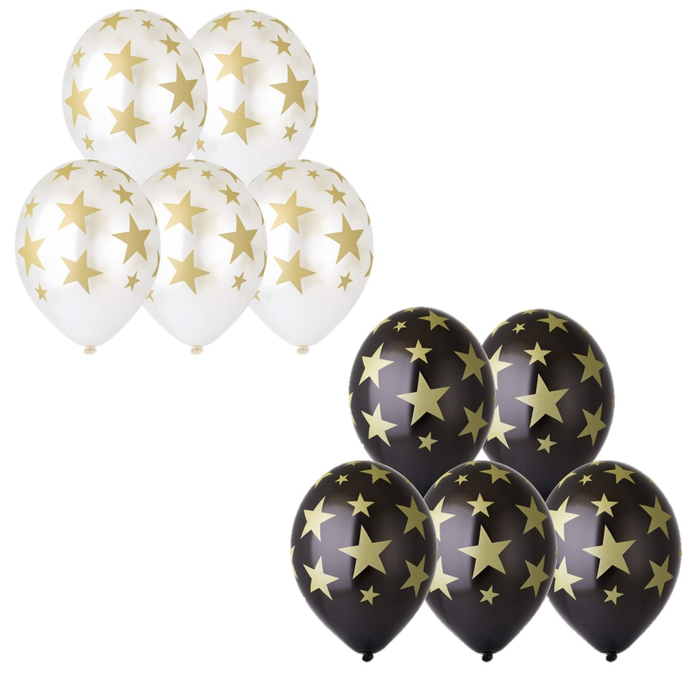 Латексный шар «Золотые звёзды», 36 см