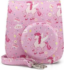 İnstax fotoaparat üzlüyü \ PU Leather Camera Bag Shoulder Strap Bag Camera Protective Cover Bag Fit For Fujifilm Fit For Mini 11 9 8 Digital Camera Bags(Unicorn pink)