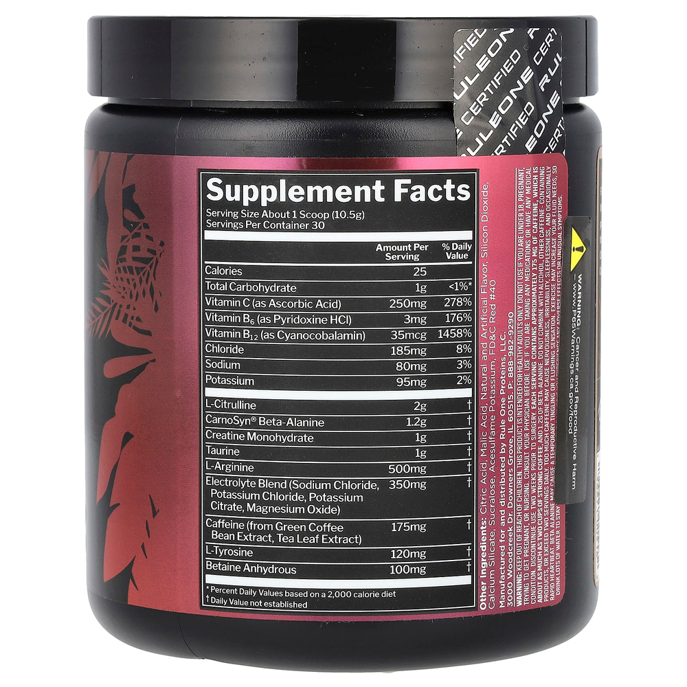 Rule One Proteins, Roar, Ferocious предтренировочный комплекс, со вкусом фруктового пунша, 315 г (11,11 унции)