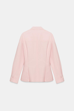 ZARA РУБАШКА ИЗ ПОПЛИНА С БАСКОЙ — ZW COLLECTION, РОЗОВЫЙ