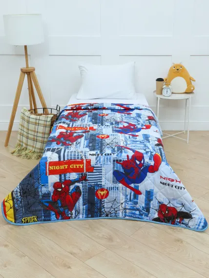 Покрывало стеганое Кот Баюн 145х205 детское Человек Паук, Spider man, бязь, 100% хлопок