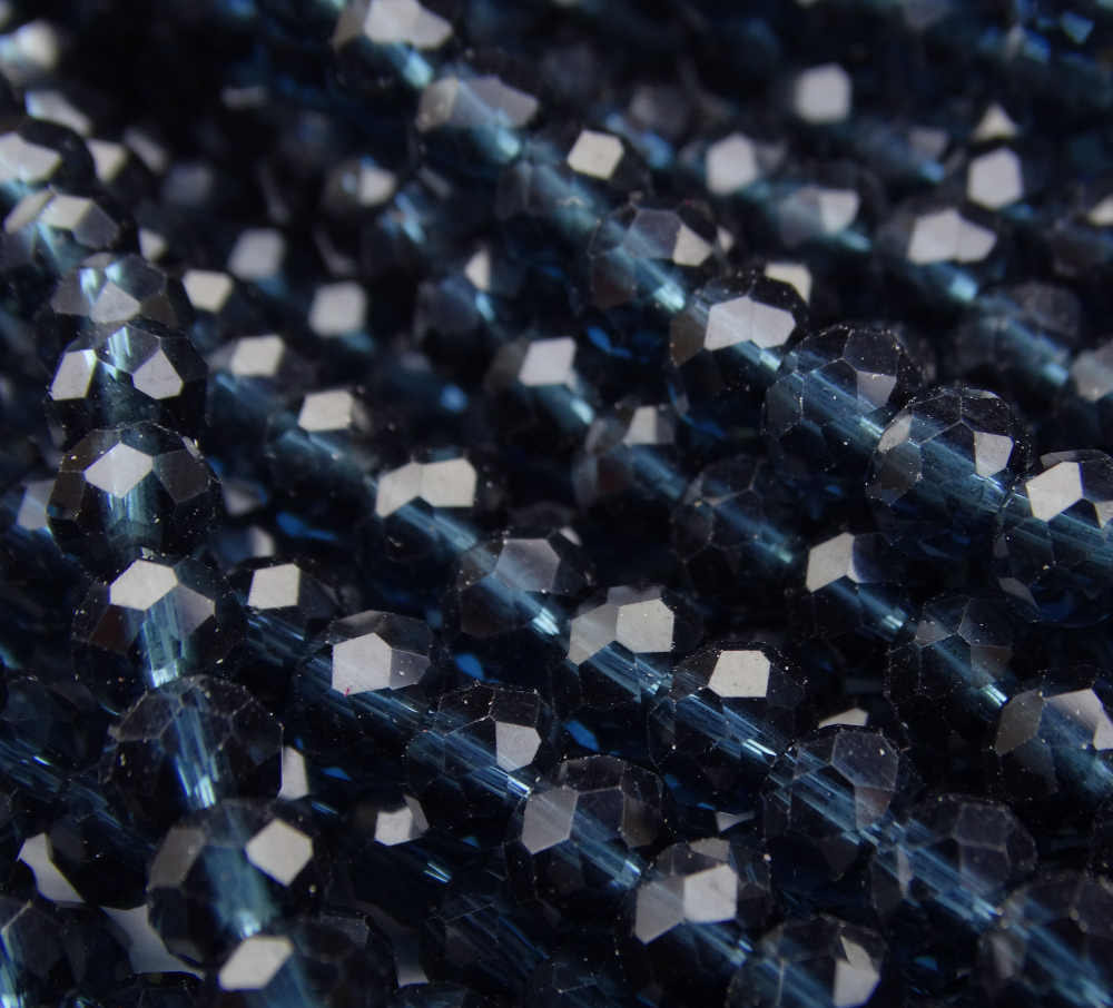 БП026НН46 Хрустальные бусины "рондель", цвет: полуночный сини прозрачный, 4х6 мм, кол-во: 58-60 шт.