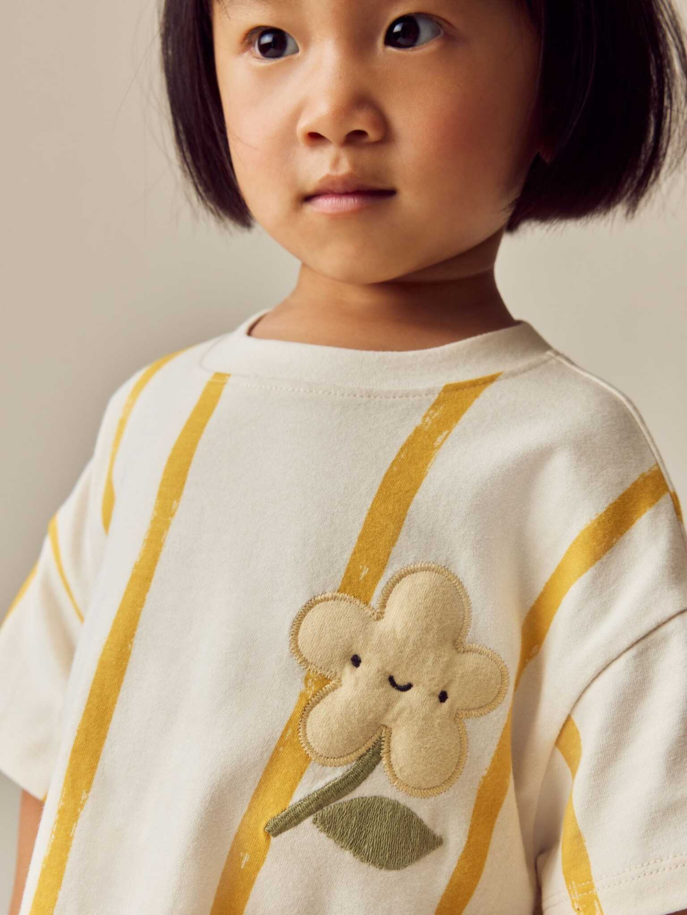 Футболка и шорты в комплекте для девочки Next E51-377, Молочный, Светло-желтый