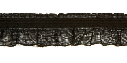 Тесьма отделочная рюш, 42 мм, цв.черный с серебром