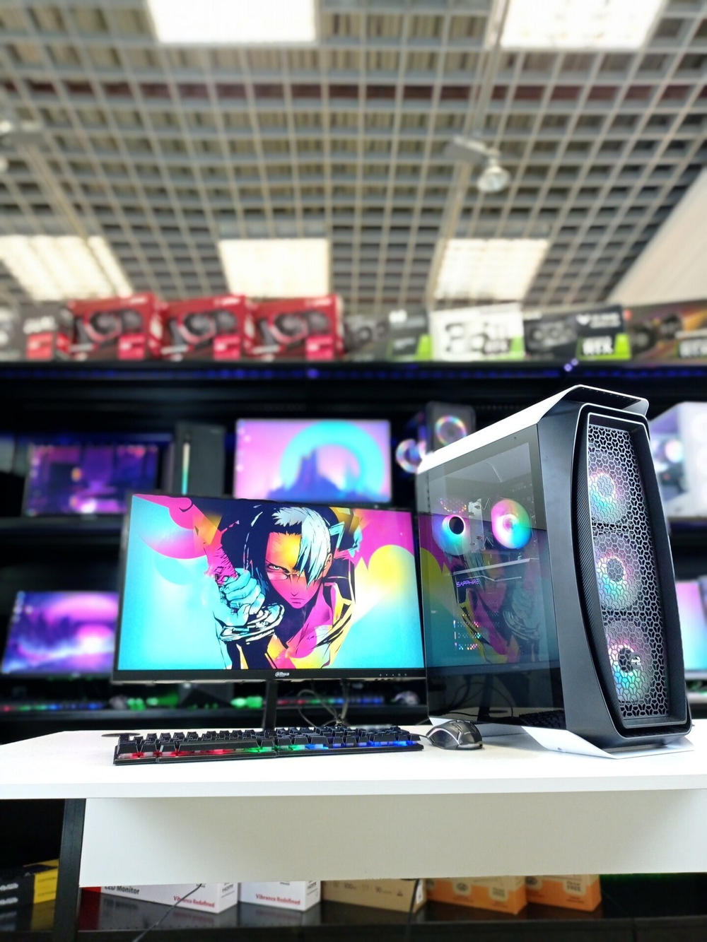 Игровой компьютер с Монитором 24 дюйма, i7-8700, ОЗУ-16GB, AMD Radeon RX580 8GB, SSD 1024GB, Windows 11