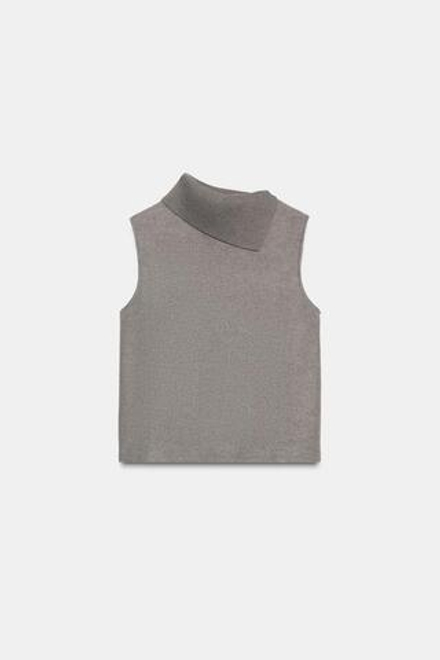 ZARA МЯГКИЙ ТОП С ОТКРЫТЫМ ВЫРЕЗОМ, СЕРЫЙ