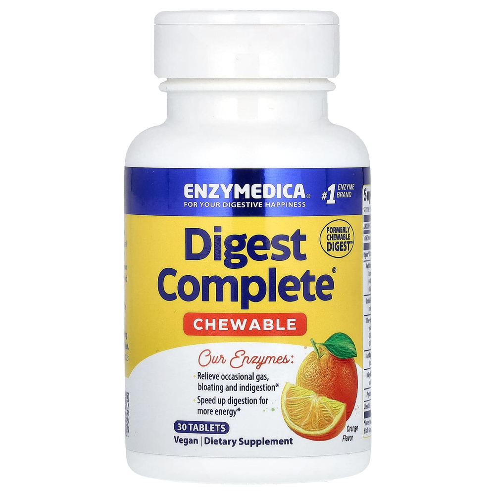 Enzymedica, Chewable Digest, апельсин, 30 жевательных таблеток